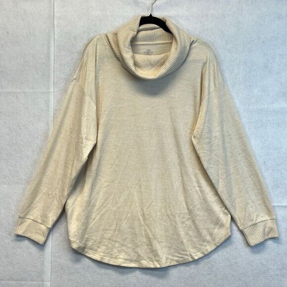 NWT ST. JOHN’S BAY Women’s Tunic Top XL Beige Long Sleeve Cowl Neck Curved Hem - Picture 4 of 15
